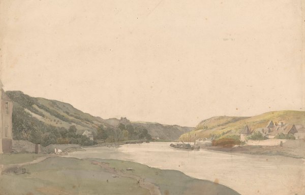 Gezicht op de Maas  by Julius Jacobus Van De Sande Bakhuyzen - Hand-Painted Oil Painting Reproduction