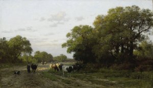 Landschap in Drenthe by Julius Jacobus Van De Sande Bakhuyzen Oil Painting