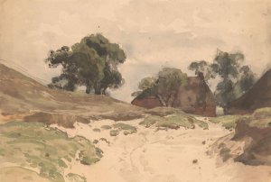 Landschap met boerderij by Julius Jacobus Van De Sande Bakhuyzen Oil Painting