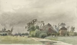 Vaart leidend naar een boerderij Oil painting by Julius Jacobus Van De Sande Bakhuyzen