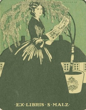 Bookplate of S. Malz by Julius Klinger Oil Painting