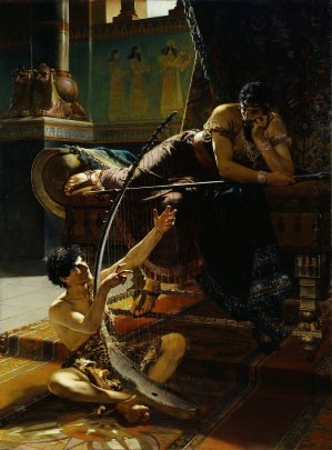 David and Saul by Julius Kronberg Oil Painting