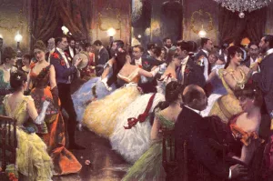 A Hunt Ball painting by Julius Leblanc Stewart