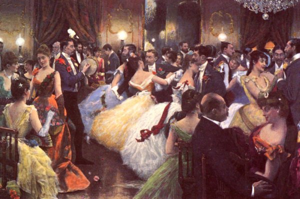 Main Product Photo of A Hunt Ball Painting by Julius Leblanc Stewart