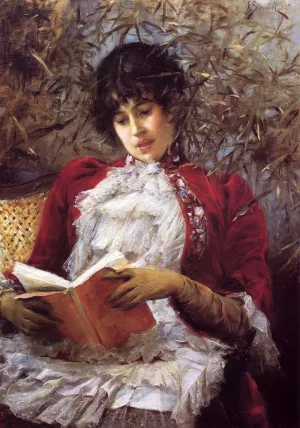 An Enthralling Novel by Julius Leblanc Stewart Oil Painting