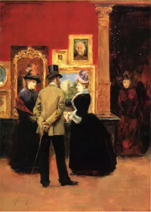 Count Ludovic Leic and Ladies Viewing an Exhibition by Julius Leblanc Stewart - Oil Painting Reproduction