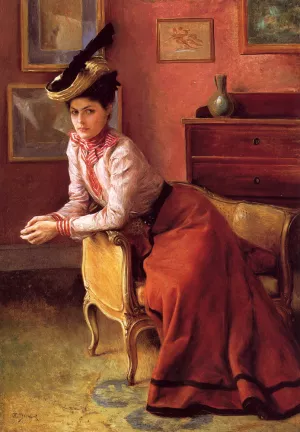 Elegante Au Sofa by Julius Leblanc Stewart - Oil Painting Reproduction