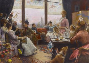 Five o'clock tea by Julius Leblanc Stewart Oil Painting