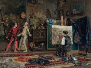 In The Artist's Studio by Julius Leblanc Stewart Oil Painting