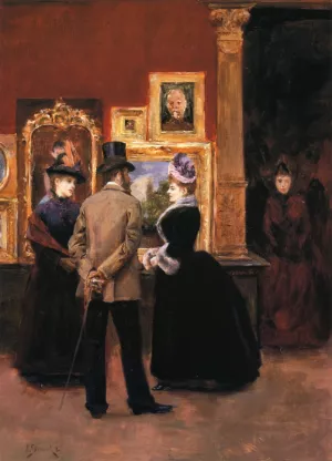 Ladies with a Gentleman in a Top Hat by Julius Leblanc Stewart - Oil Painting Reproduction