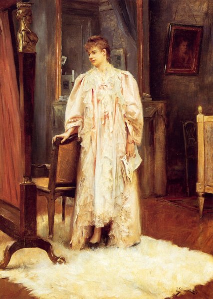 Main Product Photo of Lady In Her Boudoir Painting by Julius Leblanc Stewart