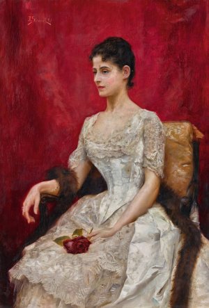 Lady in white by Julius Leblanc Stewart Oil Painting