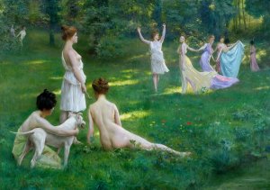 Les Chasseuresses by Julius Leblanc Stewart Oil Painting