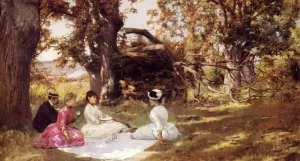 Picnic Under The Trees by Julius Leblanc Stewart - Oil Painting Reproduction