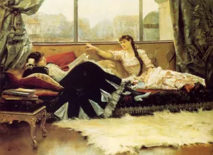 Reading Aloud by Julius Leblanc Stewart - Oil Painting Reproduction