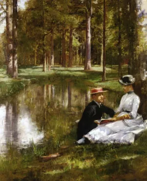 Reading also known as La Lecture Oil painting by Julius Leblanc Stewart