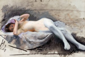Reclining Nude by Julius Leblanc Stewart Oil Painting