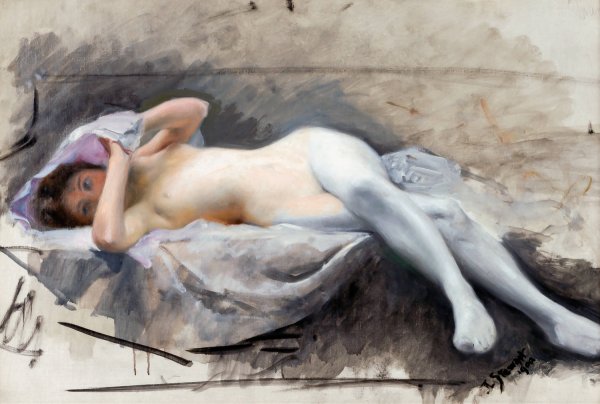 Main Product Photo of Reclining Nude  Painting by Julius Leblanc Stewart