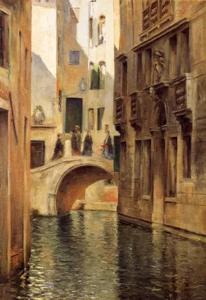 Venetian Canal by Julius Leblanc Stewart - Oil Painting Reproduction