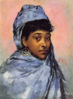 Young Woman In Blue by Julius Leblanc Stewart - Oil Painting Reproduction