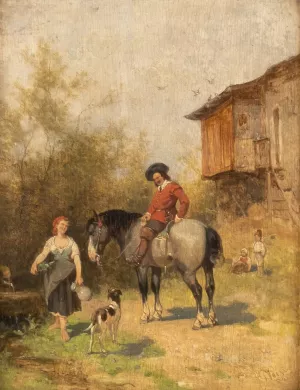 Mercenary and maid by Julius Noerr Oil Painting