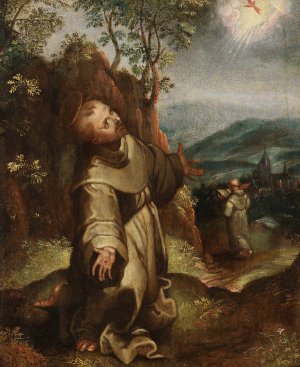 Saint Francis Receives the Stigmata by Julius Oldach Oil Painting