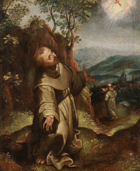 Saint Francis Receives the Stigmata  by Julius Oldach - Hand-Painted Oil Painting Reproduction