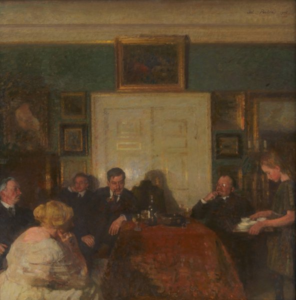 A Party in the Artist's Home  by Julius Paulsen - Hand-Painted Oil Painting Reproduction