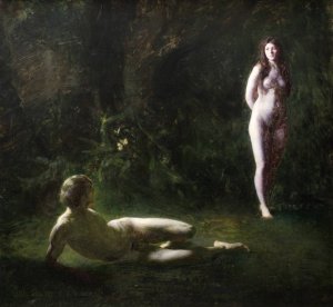 Adam and Eve by Julius Paulsen Oil Painting