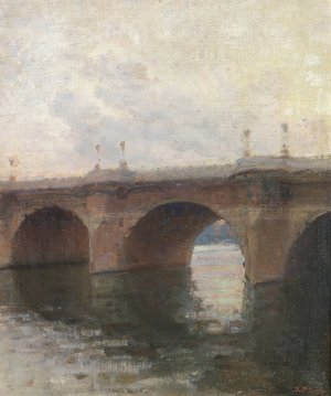 Aftenstemning ved Pont Neuf by Julius Paulsen Oil Painting