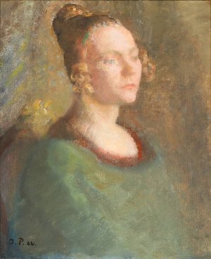 Kvindeportraet by Julius Paulsen Oil Painting