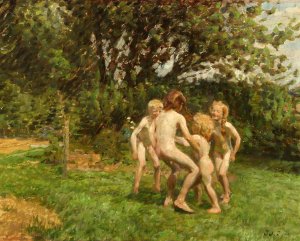 Runddans i Graested by Julius Paulsen Oil Painting