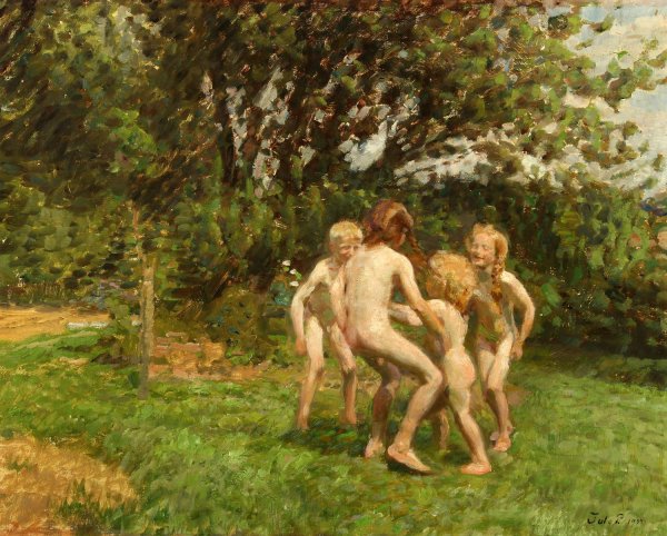 Runddans i Graested  by Julius Paulsen - Hand-Painted Oil Painting Reproduction