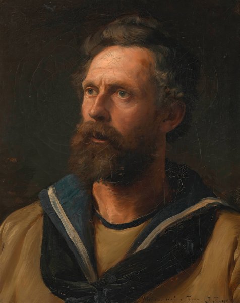 Selbstbildnis Julius von Payer in Matrosenkleidung  by Julius Payer - Hand-Painted Oil Painting Reproduction
