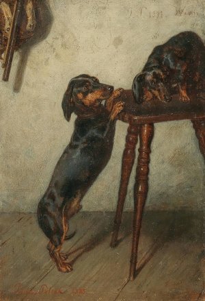Dachshunde by Julius Pollak Oil Painting