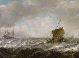 Rough Sea with Ships by Julius Porcellis Oil Painting