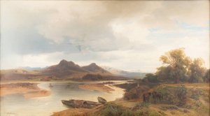 Daily chores by the river Tagliamento in Northern Italy by Julius Rollmann Oil Painting