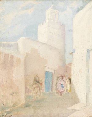 Mosque at Kairouan by Julius Rolshoven Oil Painting