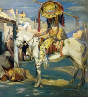 Taos War Chief by Julius Rolshoven Oil Painting