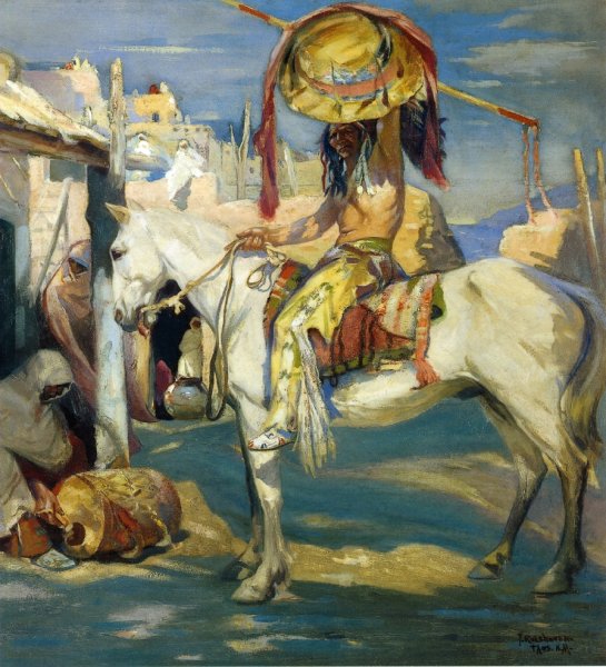 Taos War Chief by Julius Rolshoven - Hand-Painted Oil Painting Reproduction