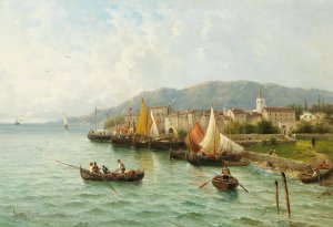 Lovrana near Fiume by Julius Rose Oil Painting