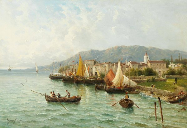 Lovrana near Fiume by Julius Rose - Hand-Painted Oil Painting Reproduction