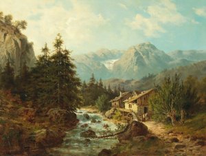 Muhle am Gebirgsbach Oil painting by Julius Rose