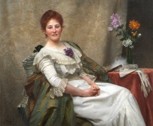 Stefanie Furth by Julius Schmid Oil Painting