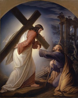 Domine, quo vadis(Lord, where are you going) by Julius Schnorr Von Carolsfeld Oil Painting