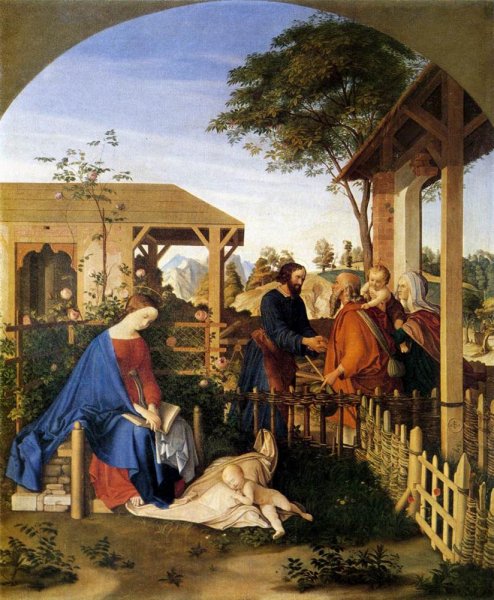 Main Product Photo of The Family of St John the Baptist Visiting the Family of Christ Painting by Julius Von Carolsfeld
