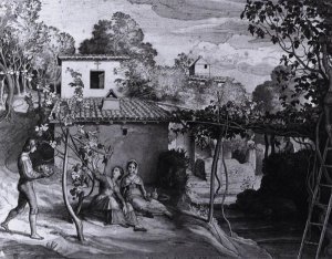 The View of the Archpriest in Olevano Oil painting by Julius Von Carolsfeld