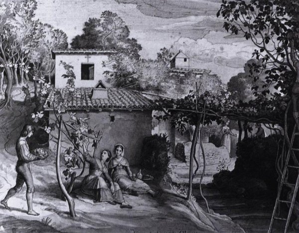 Main Product Photo of The View of the Archpriest in Olevano Painting by Julius Von Carolsfeld