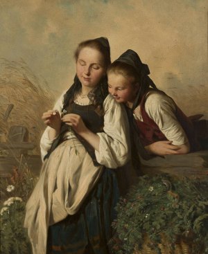 Love divination by Julius Scholtz Oil Painting