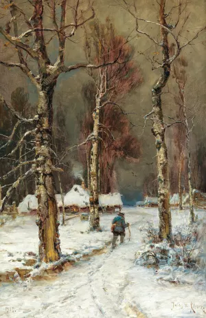 A Winter Evening Oil painting by Julius Sergius Klever